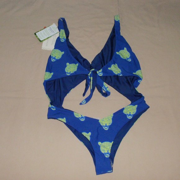 NWT Merve One Piece Pixie Bagheera Swimsuit Reversible Tiger Blue Ties C… - Picture 13 of 14